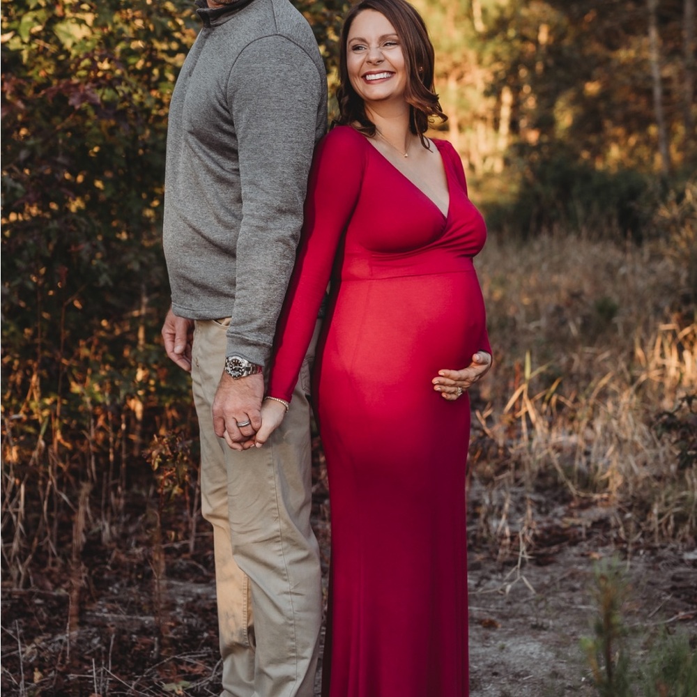 Elegant Red Maternity Gown